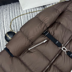 Hooded mid-length down jacket