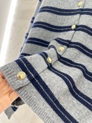 Striped knitted long-sleeved cardigan