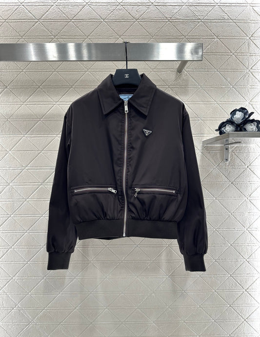 Zippered jacket with padded outerwear.