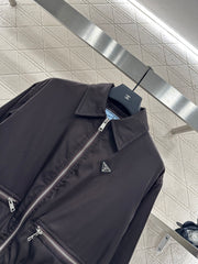 Zippered jacket with padded outerwear.