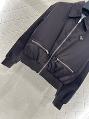 Zippered jacket with padded outerwear.