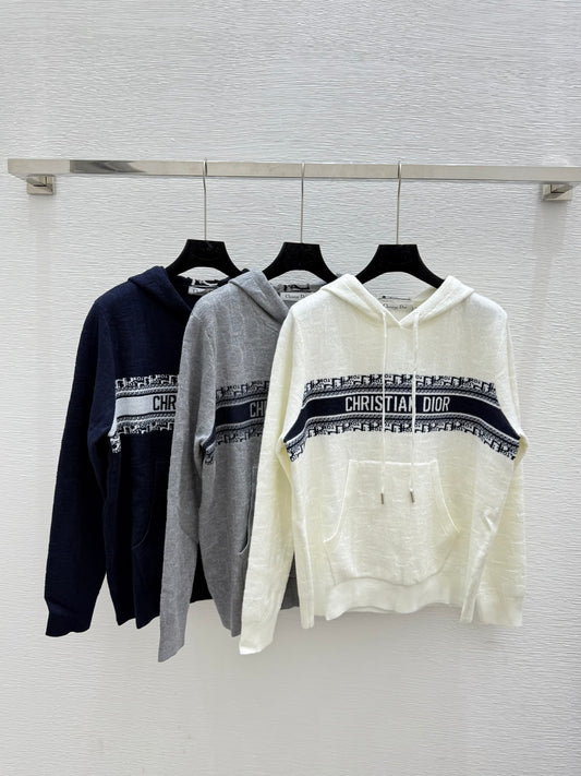 Hooded drawstring long-sleeved shirt with lettering