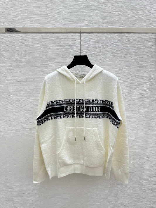 Hooded drawstring long-sleeved shirt with lettering