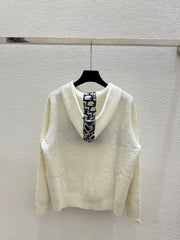 Hooded drawstring long-sleeved shirt with lettering