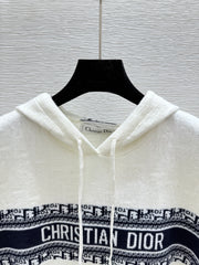 Hooded drawstring long-sleeved shirt with lettering