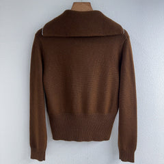 Military collar zippered half cardigan