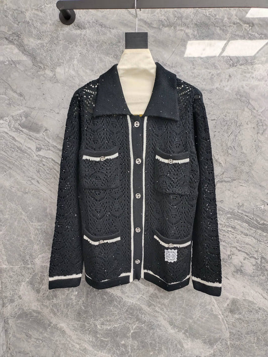 Lapel knitted cardigan