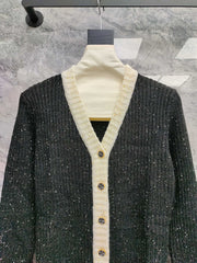 Knitted long-sleeved cardigan