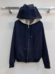 Hooded cardigan and straight-leg pants set