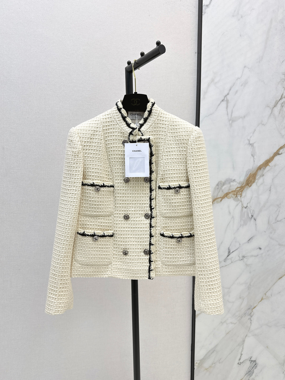 Braided Trim Stand-Collar Jacket