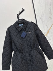 Double-sided diamond quilted midi coat