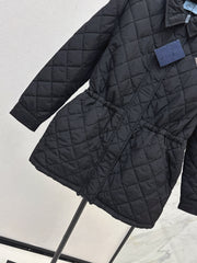 Double-sided diamond quilted midi coat