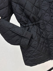 Double-sided diamond quilted midi coat