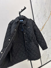 Double-sided diamond quilted midi coat