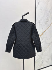 Double-sided diamond quilted midi coat