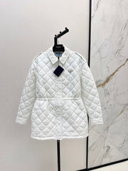 Double-sided diamond quilted midi coat