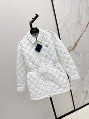 Double-sided diamond quilted midi coat