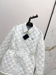 Double-sided diamond quilted midi coat