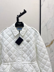 Double-sided diamond quilted midi coat