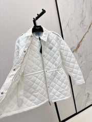 Double-sided diamond quilted midi coat