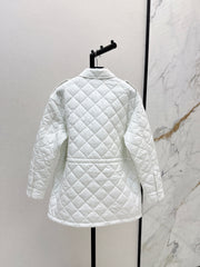 Double-sided diamond quilted midi coat