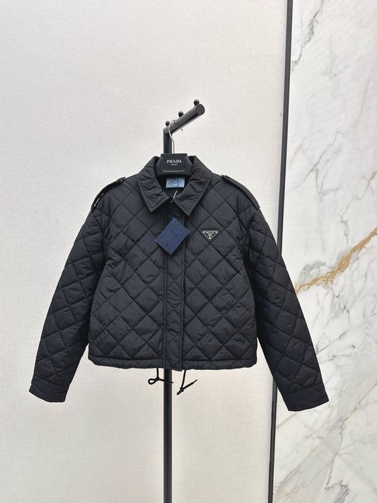 Double-sided diamond quilted padded short coat