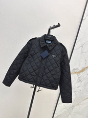 Double-sided diamond quilted padded short coat