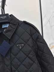 Double-sided diamond quilted padded short coat