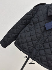 Double-sided diamond quilted padded short coat