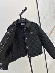 Double-sided diamond quilted padded short coat