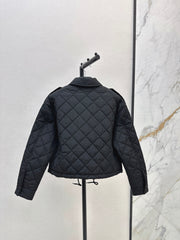 Double-sided diamond quilted padded short coat