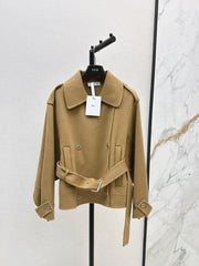 Double-breasted lapel short coat