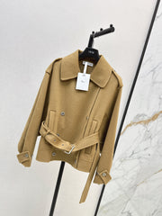 Double-breasted lapel short coat