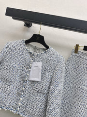 Beaded Silver Tweed Suit