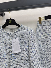 Beaded Silver Tweed Suit