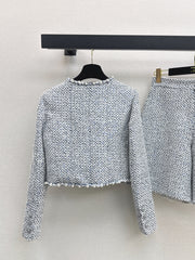 Beaded Silver Tweed Suit