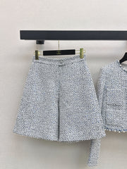 Beaded Silver Tweed Suit
