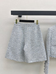 Beaded Silver Tweed Suit