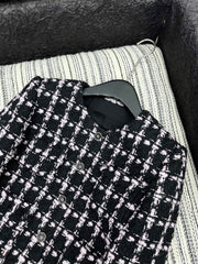 Check Tweed Crew Neck Jacket