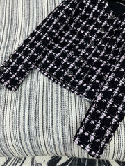 Check Tweed Crew Neck Jacket