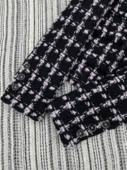 Check Tweed Crew Neck Jacket