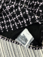Check Tweed Crew Neck Jacket