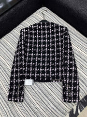 Check Tweed Crew Neck Jacket