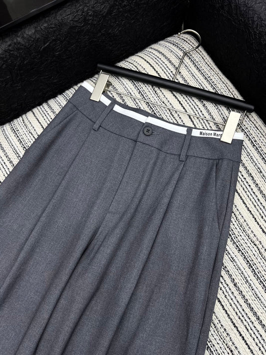 Contrast-color waistband casual pants