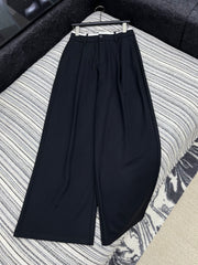 Contrast-color waistband casual pants