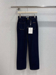 Embroidered double-pocket denim trousers