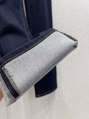 Embroidered double-pocket denim trousers