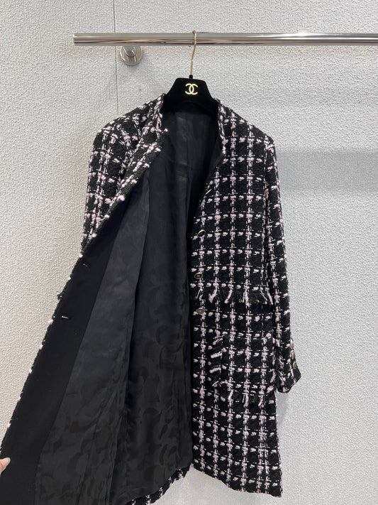 Plaid Burgundy Long Coat