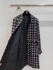 Plaid Burgundy Long Coat