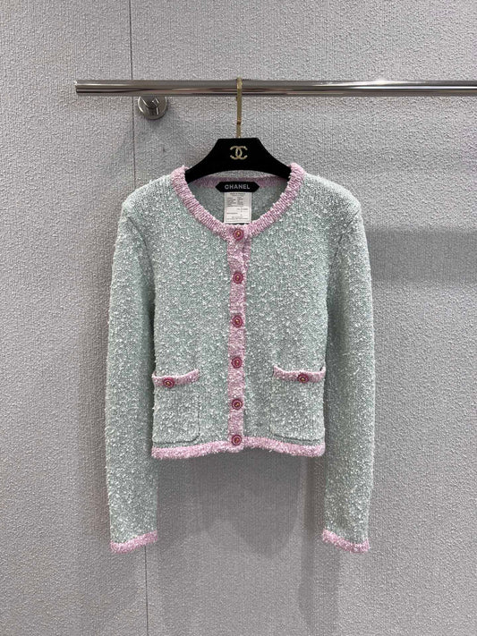 Grainy Single-Breasted Knit Cardigan